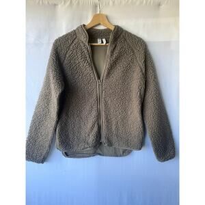 Z by Zella Greyish Brown Sherpa Fleece Full Zip- Size XS